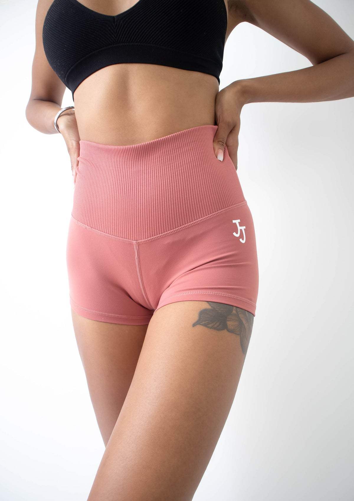 Pink JJ High-Waisted Gym Shorts