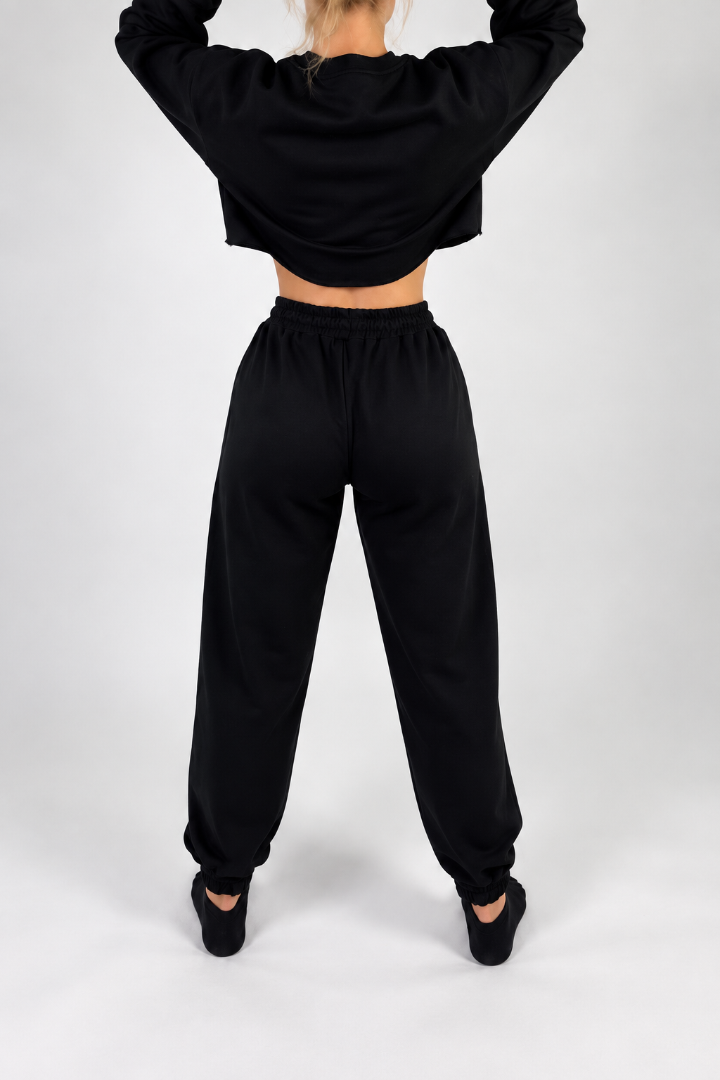 Black JJ Oversized Cropped Lounge Set