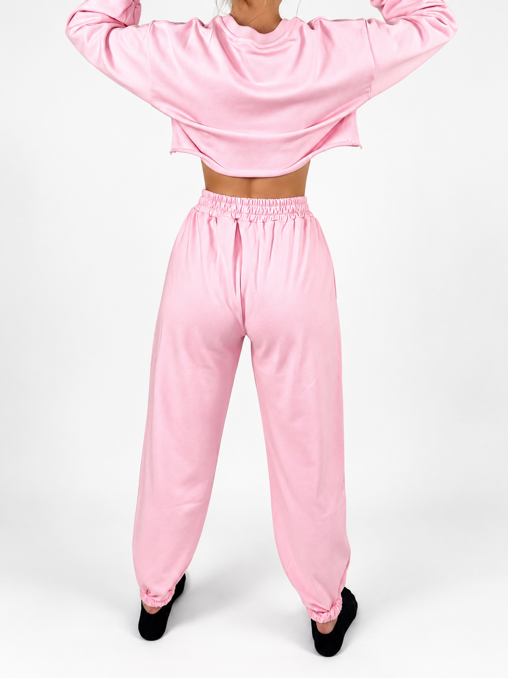 Pink JJ Oversized Cropped Lounge Set